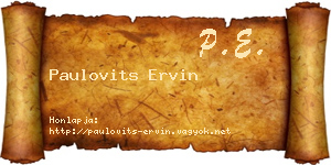 Paulovits Ervin névjegykártya